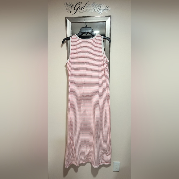 Basic Editions Cotton Red and White Striped Midi/Maxi Dress - Picture 6 of 6